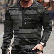 Design Trend Men's3D Digital Printed Round Neck Long-sleeved Top Style