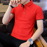 Polo Shirt For Men Casual Short Sleeve Polo Shirts Patchwork Turn-down