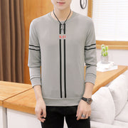 Spring and Autumn New mens printed long-sleeved T-shirt teenround neck