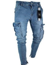 Cargo Hole Denim Jeans Men Very Comfortable Pants Tight Type.Stylish..