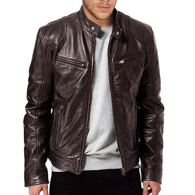 PU Leather Jacket Slim Leather Jacket - Business Style Fit daily wear.