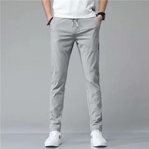 Drawstring Trousers Thin Casual PantsLoose Straight Sweatpants Mens