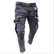 Cargo Hole Denim Jeans Men Very Comfortable Pants Tight Type.Stylish..