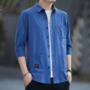 Casual Lapel Long Sleeve Shirt With Pockets Spring Autumn Jacket Shirt