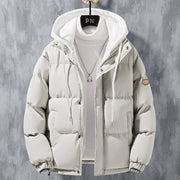 Fashion Hooded Cotton Jacket Men Winter Windproof Thickened Fake Two-piece