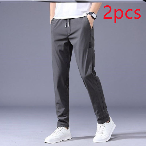 Drawstring Trousers Thin Casual PantsLoose Straight Sweatpants Mens