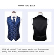 Tie Business Formal Dresses Slim Vest 4PC Necktie Hanky cufflinks