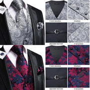 Tie Business Formal Dresses Slim Vest 4PC Necktie Hanky cufflinks