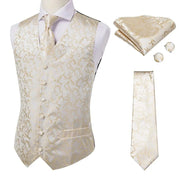 Tie Business Formal Dresses Slim Vest 4PC Necktie Hanky cufflinks