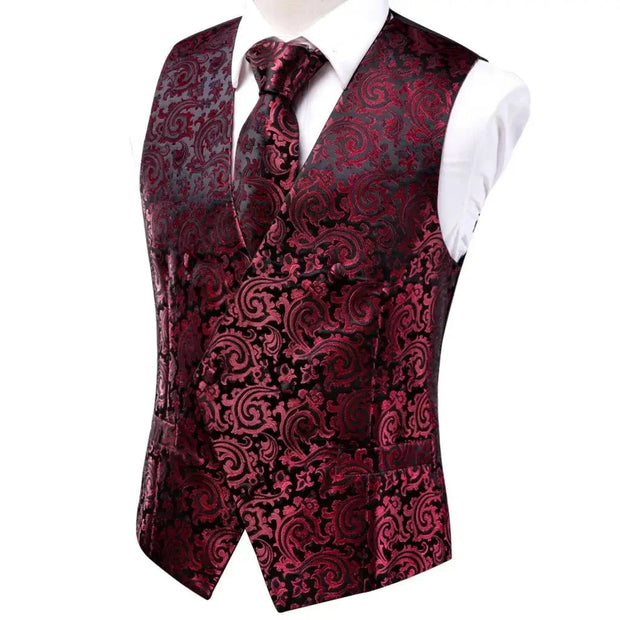 Tie Business Formal Dresses Slim Vest 4PC Necktie Hanky cufflinks