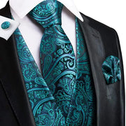 Tie Business Formal Dresses Slim Vest 4PC Necktie Hanky cufflinks