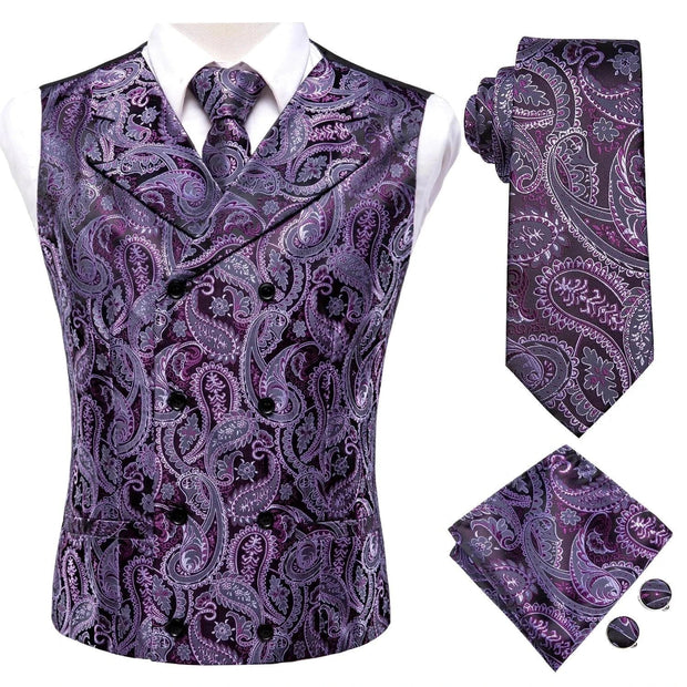 Tie Business Formal Dresses Slim Vest 4PC Necktie Hanky cufflinks