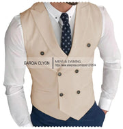 Classic Double Breasted Suit Vest White Notch Lapel Waistcoat