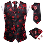 Tie Business Formal Dresses Slim Vest 4PC Necktie Hanky cufflinks