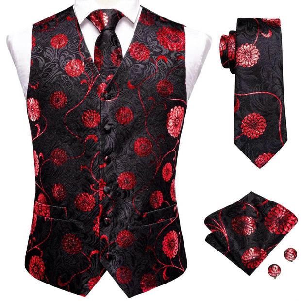 Tie Business Formal Dresses Slim Vest 4PC Necktie Hanky cufflinks