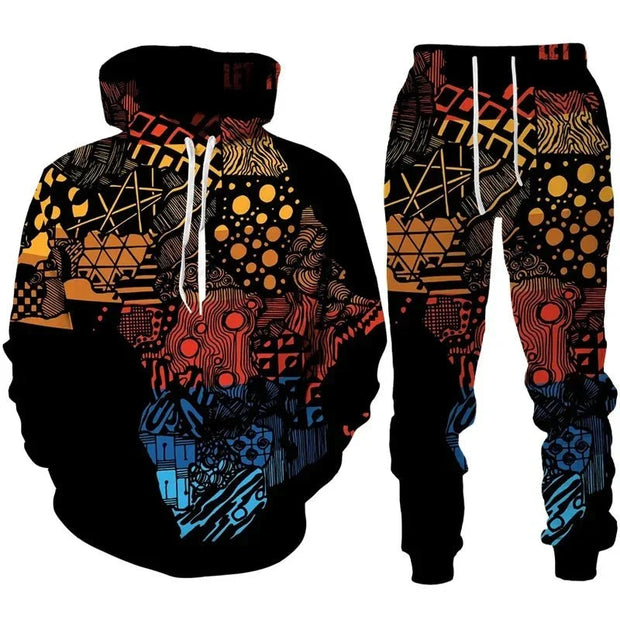 Retro African 3D Printed Hoodie Suit Fashion Tracksuit