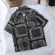 Summer Hawaiian Bandana Shirt Men Short Sleeve Paisley Shirts