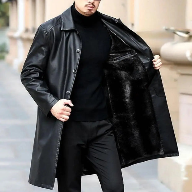 Men Autumn Winter Faux Leather Windbreaker for Ultimate Comfort casual