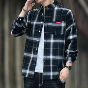 Flannel Plaid Shirt - Red Black Checkered Long Sleeve Office Wear