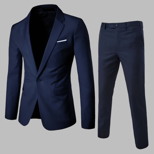 Suit Jacket Pants Set Stylish Men's Business Suit Set Lapel Single Button