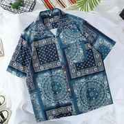 Summer Hawaiian Bandana Shirt Men Short Sleeve Paisley Shirts