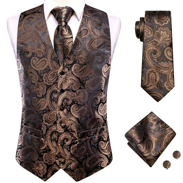 Tie Business Formal Dresses Slim Vest 4PC Necktie Hanky cufflinks