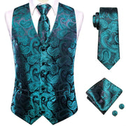 Tie Business Formal Dresses Slim Vest 4PC Necktie Hanky cufflinks