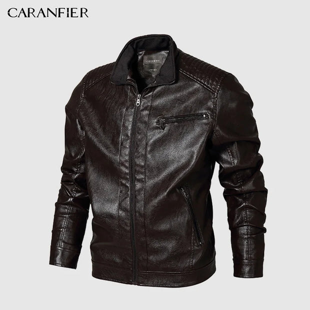 Mens Jackets Faux Leather Style Casual Businessmen Male Long Windproof