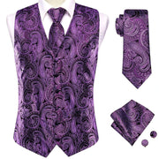 Tie Business Formal Dresses Slim Vest 4PC Necktie Hanky cufflinks