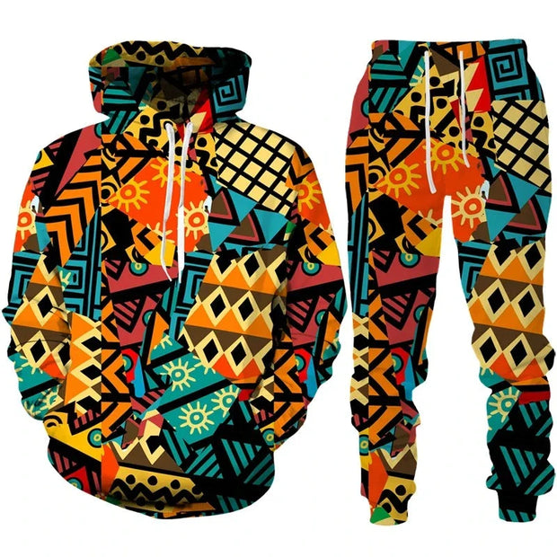 Retro African 3D Printed Hoodie Suit Fashion Tracksuit