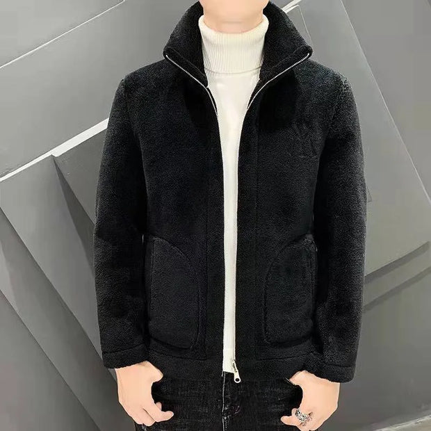 Lamb Fleece Coat Men's Autumn/Winter Thick Fleece Cotton Trendy style.