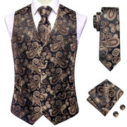 Tie Business Formal Dresses Slim Vest 4PC Necktie Hanky cufflinks