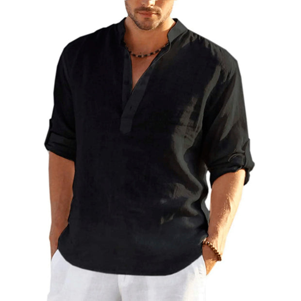 Casual shirts, loose cotton men's fashionable stand-up collar