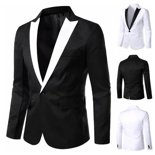 Single Button Suits Slim Fit Party Wedding Casual Blazer Black