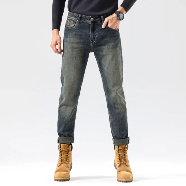 Trendy Vintage Brand Men's Slim Fit Embroidered JeansComfortable Style