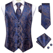 Tie Business Formal Dresses Slim Vest 4PC Necktie Hanky cufflinks