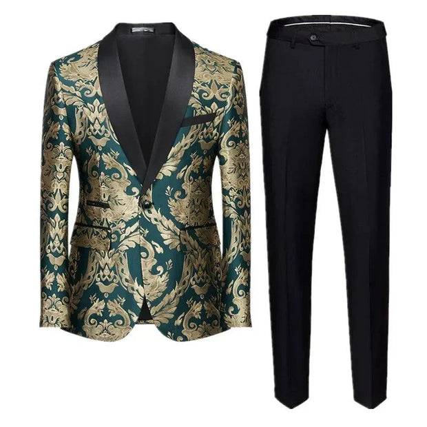 Men Jacquard Suit 2 Piece - Luxury Wedding Prom Blazer