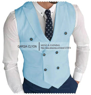 Classic Double Breasted Suit Vest White Notch Lapel Waistcoat