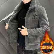 Lamb Fleece Coat Men's Autumn/Winter Thick Fleece Cotton Trendy style.