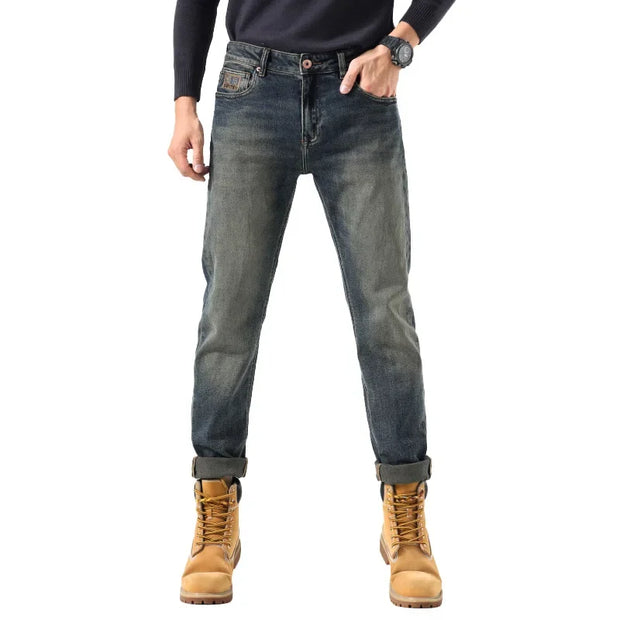 Trendy Vintage Brand Men's Slim Fit Embroidered JeansComfortable Style