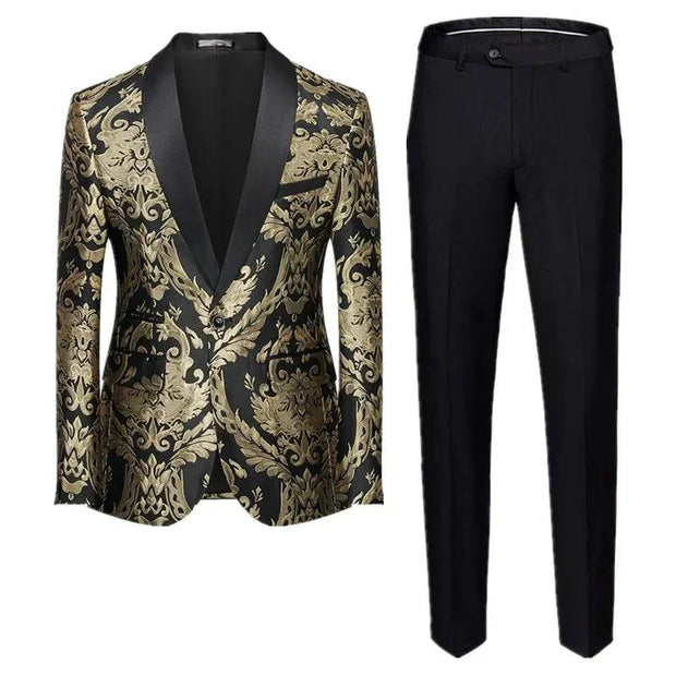 Men Jacquard Suit 2 Piece - Luxury Wedding Prom Blazer