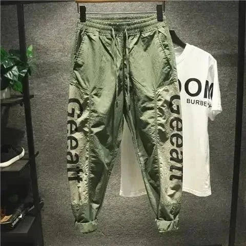 Men Summer Black Trousers Man Harem Joggers Green Emo Casual