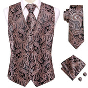 Hi-Tie Luxury Silk Mens Waistcoat Tie Set - Elegant Suit Vest