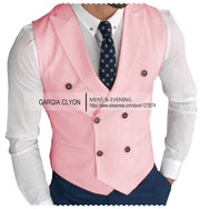 Classic Double Breasted Suit Vest White Notch Lapel Waistcoat