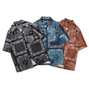 Summer Hawaiian Bandana Shirt Men Short Sleeve Paisley Shirts