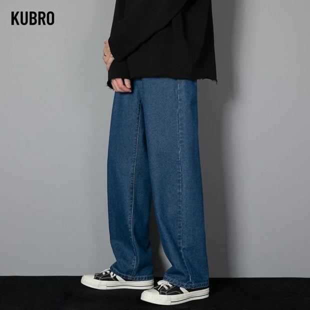 Korean Men's Casual Long Jeans - Classic Wide-leg Pants