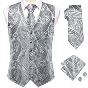 Tie Business Formal Dresses Slim Vest 4PC Necktie Hanky cufflinks