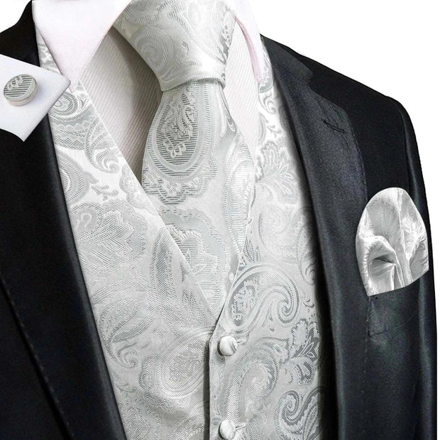 Hi-Tie Luxury Silk Mens Waistcoat Tie Set - Elegant Suit Vest