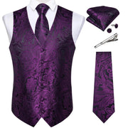 Wedding Male Satin Burgundy Red Waistcoat Sleeveless Jacket