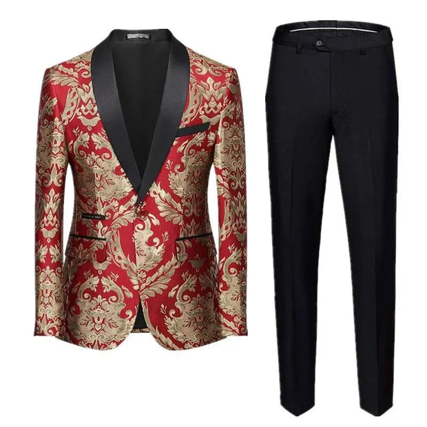 Men Jacquard Suit 2 Piece - Luxury Wedding Prom Blazer